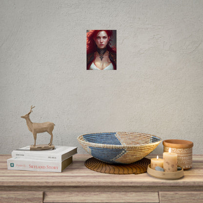 Red Hair Beauty: Elegant Woman in Black - Poster