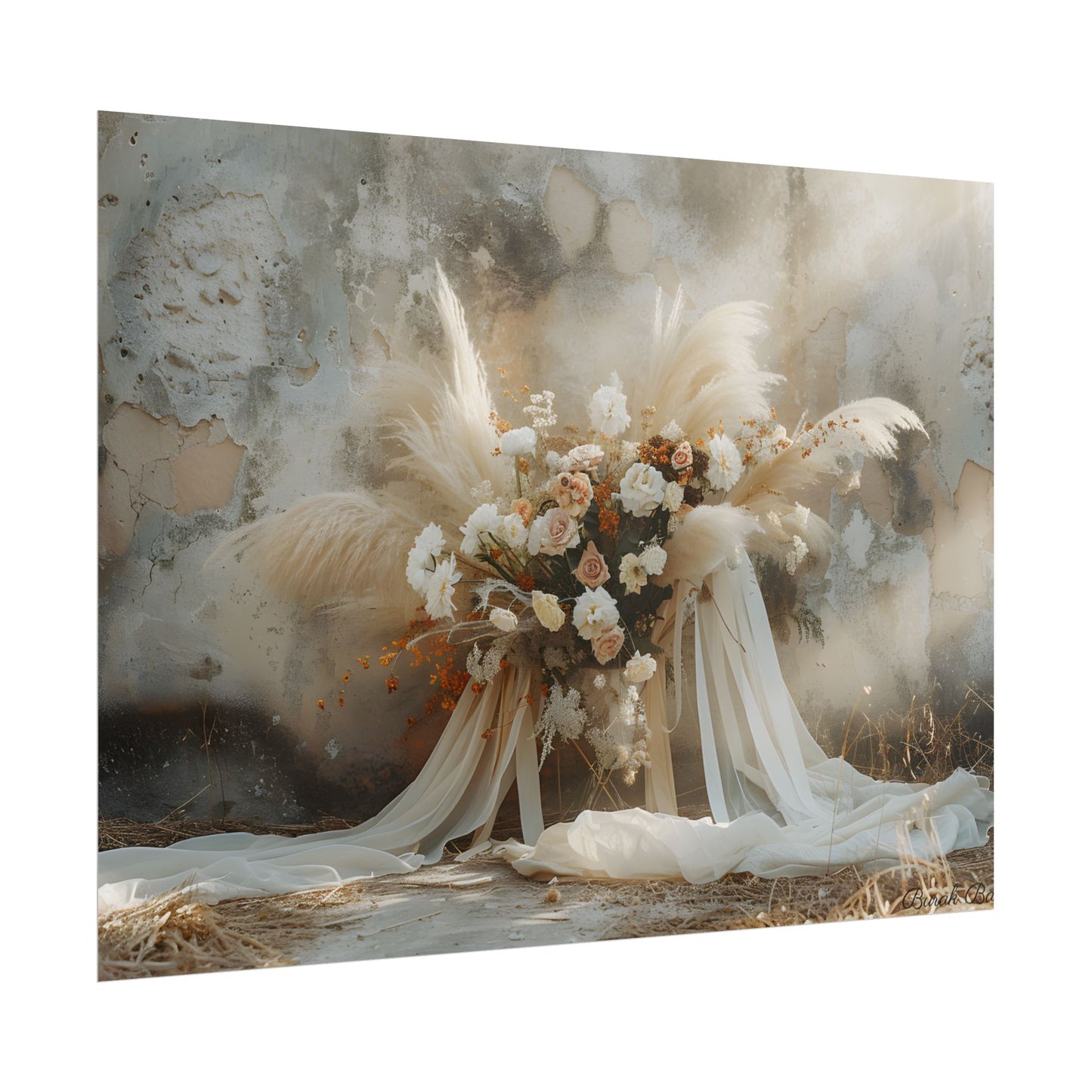 Whimsical Floral Bloom: Pampas Grass Artwork - Poster