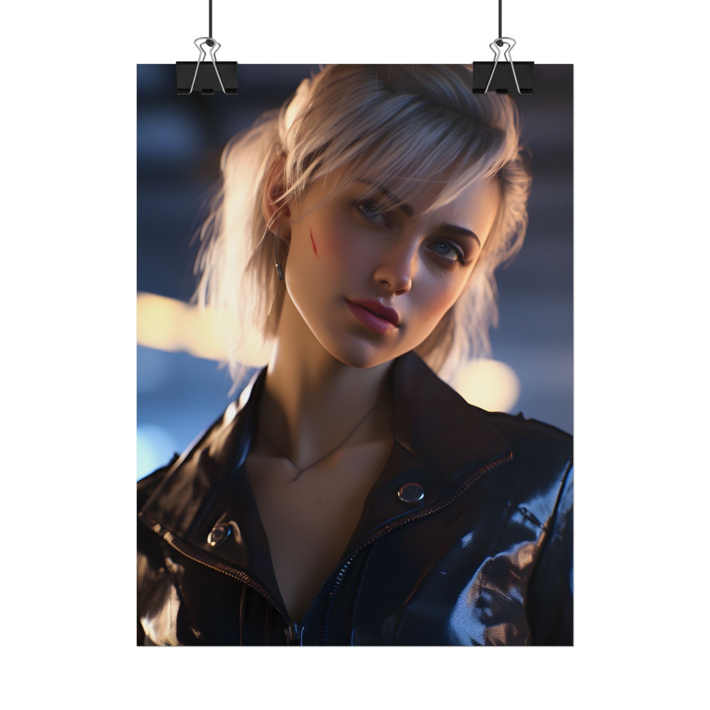 Cyberpunk Teenage Girl: Blonde Digital Art - Poster