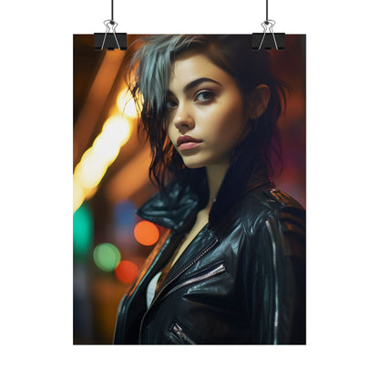 Vibrant Digital Art Print: Teenage Cyberpunk Close-Up - Poster