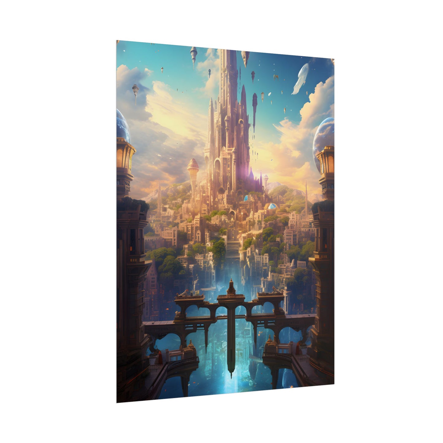 Floating Columbia: Breathtaking Serene Cityscape Artwork - Poster