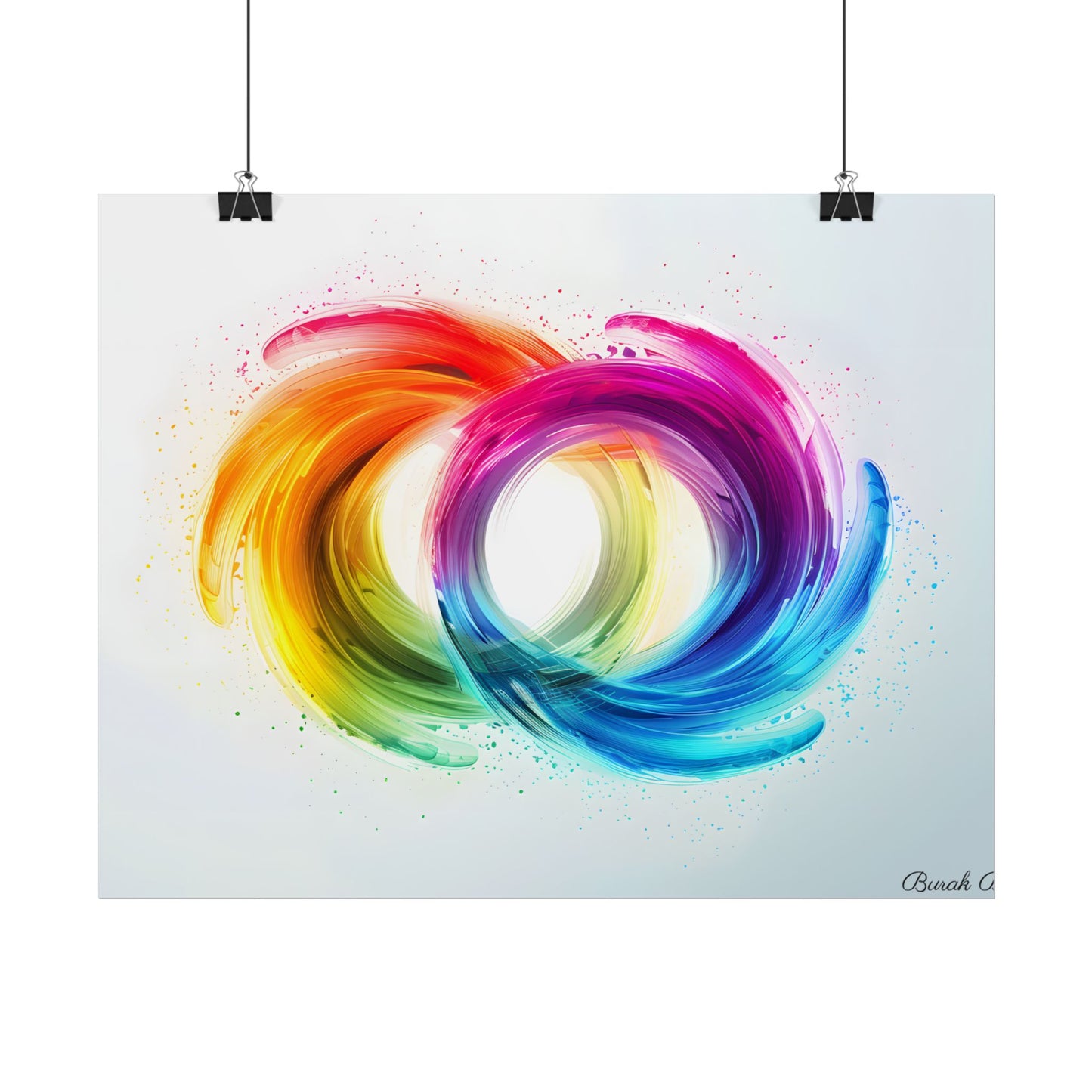 Swirling Colors: Gradient Artwork with Red, Blue, and Yellow Circles - Poster