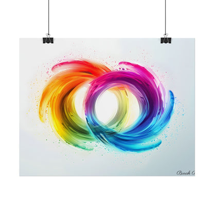 Swirling Colors: Gradient Artwork with Red, Blue, and Yellow Circles - Poster