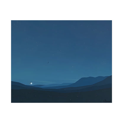 Minimalist Night Sky: Stars and Crescent Moon Art - Poster