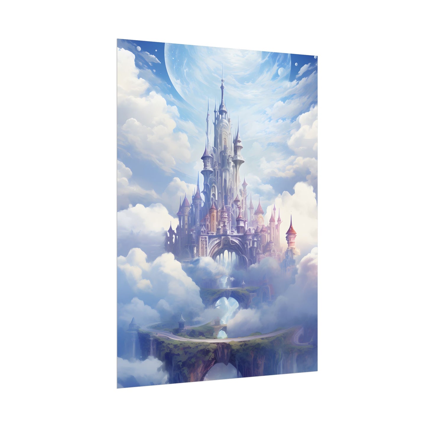 Floating Fantasy City: Celestial Digital Art - Poster