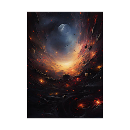 Cosmic Orbit: Six Planets Swirl Around a Black Hole - Poster