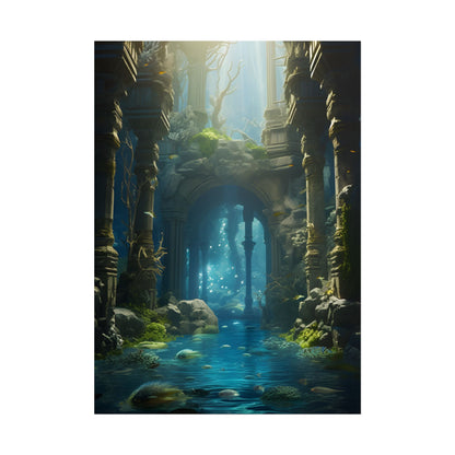Mysterious Sunken Ancient Civilization: Underwater Artwork - Poster