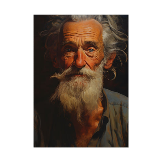 Elderly Wisdom: A Portrait of Timeless Senior Reflection - Poster