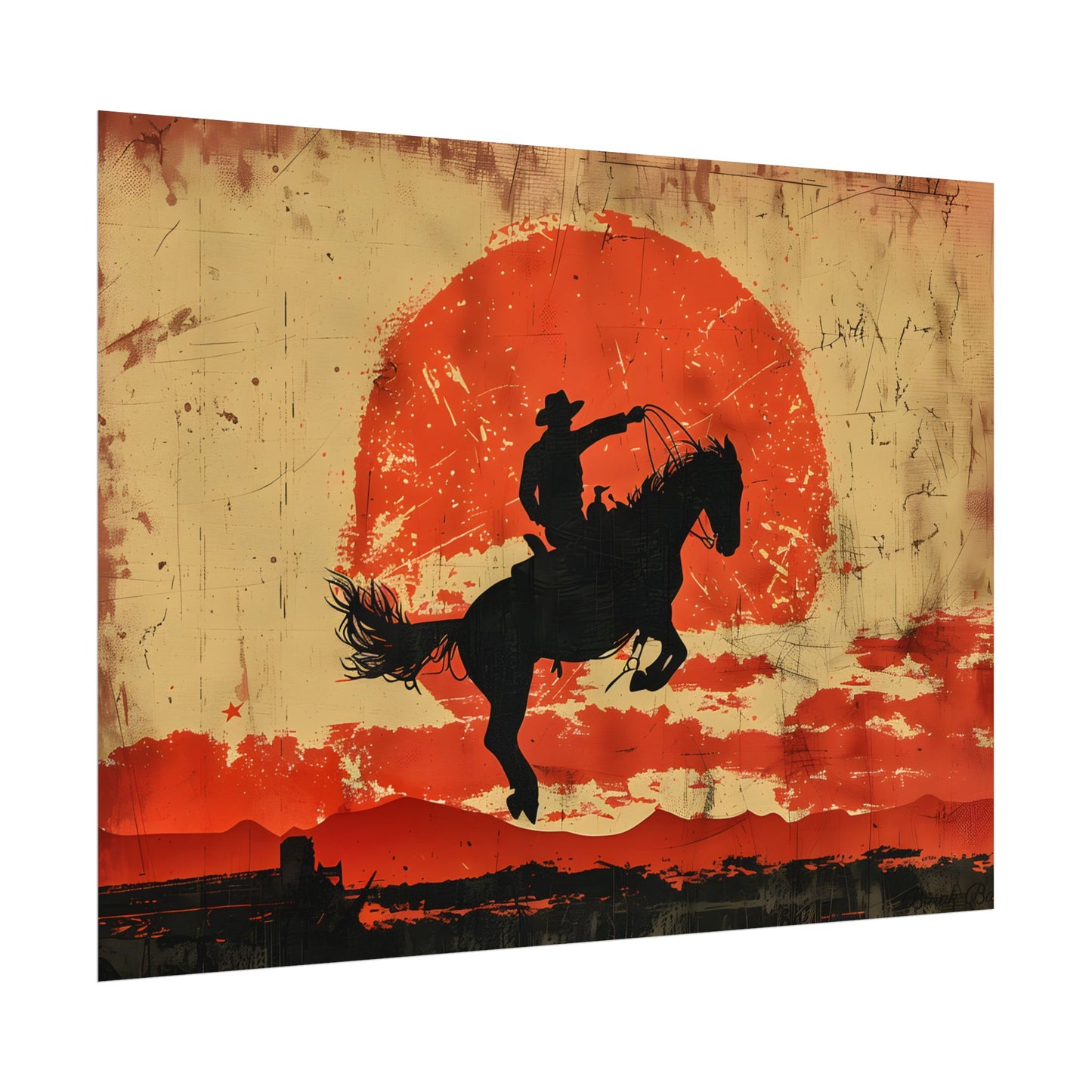 Vintage Rodeo Cowboy: Classic Bucking Bronco Art - Poster