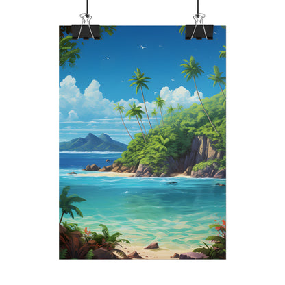 Tranquil Tropical Paradise: Calming Island Scene Art - Poster