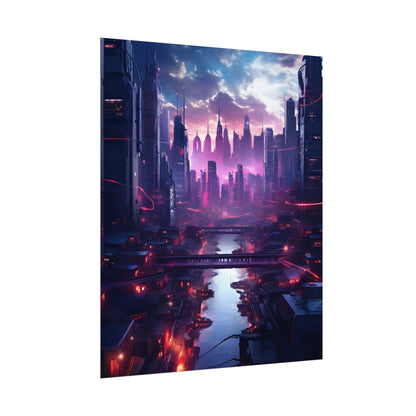 Dystopian Cyberpunk Cityscape: Neon Futuristic Artwork - Poster