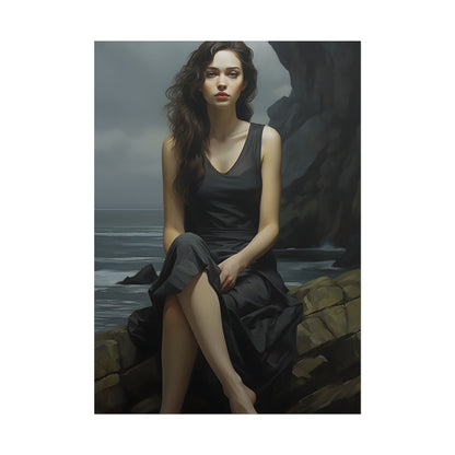 Serene Face with Glasses: Neutral Expression Art - Poster