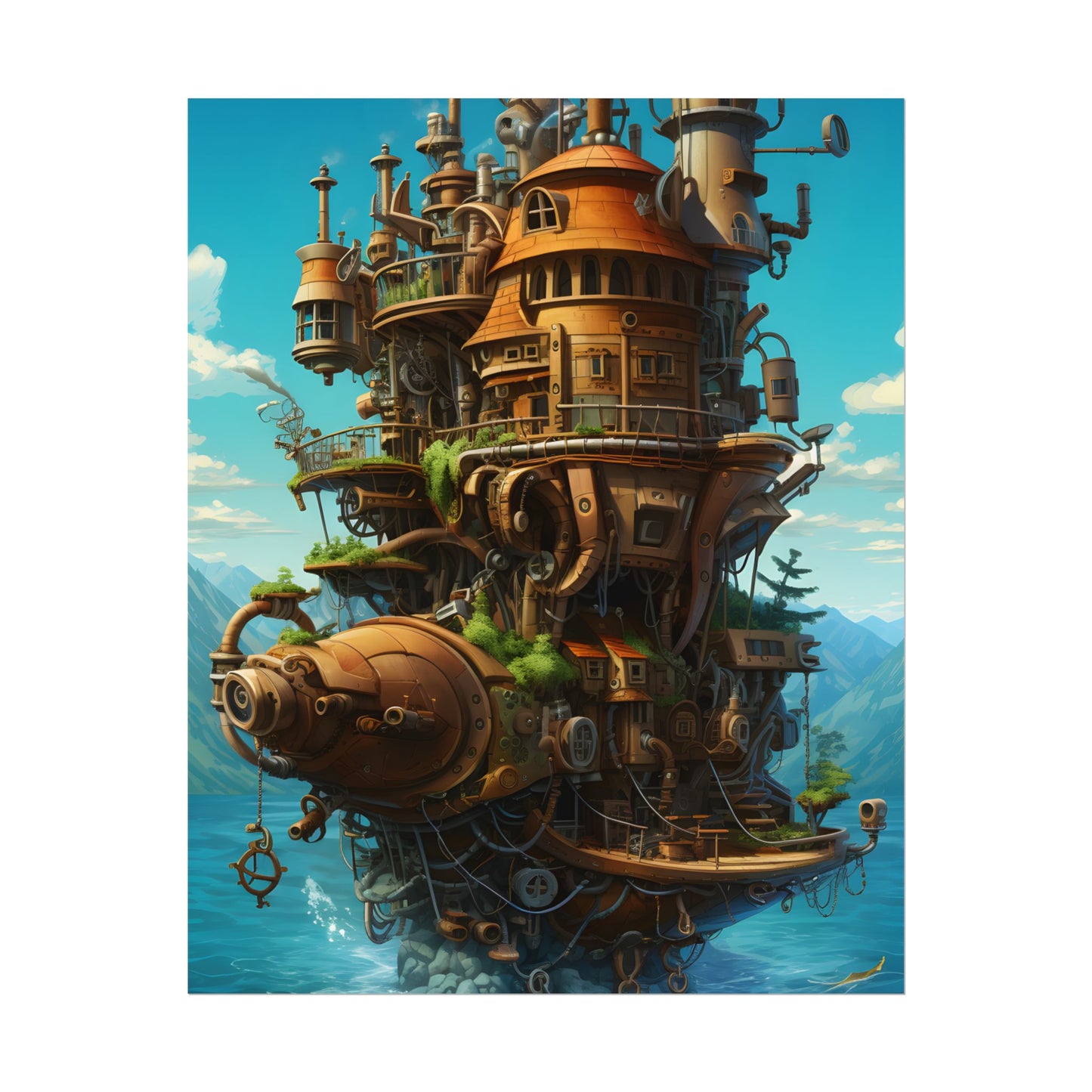 Oceanic Steampunk Treasure Dive: Underwater Adventure Artwork - Poster