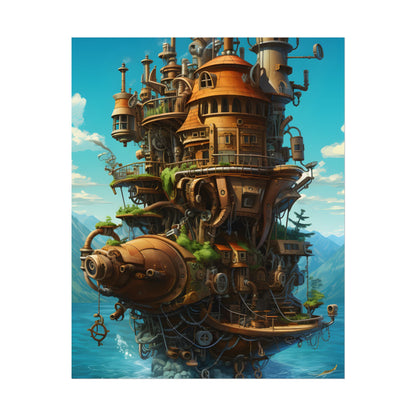 Oceanic Steampunk Treasure Dive: Underwater Adventure Artwork - Poster