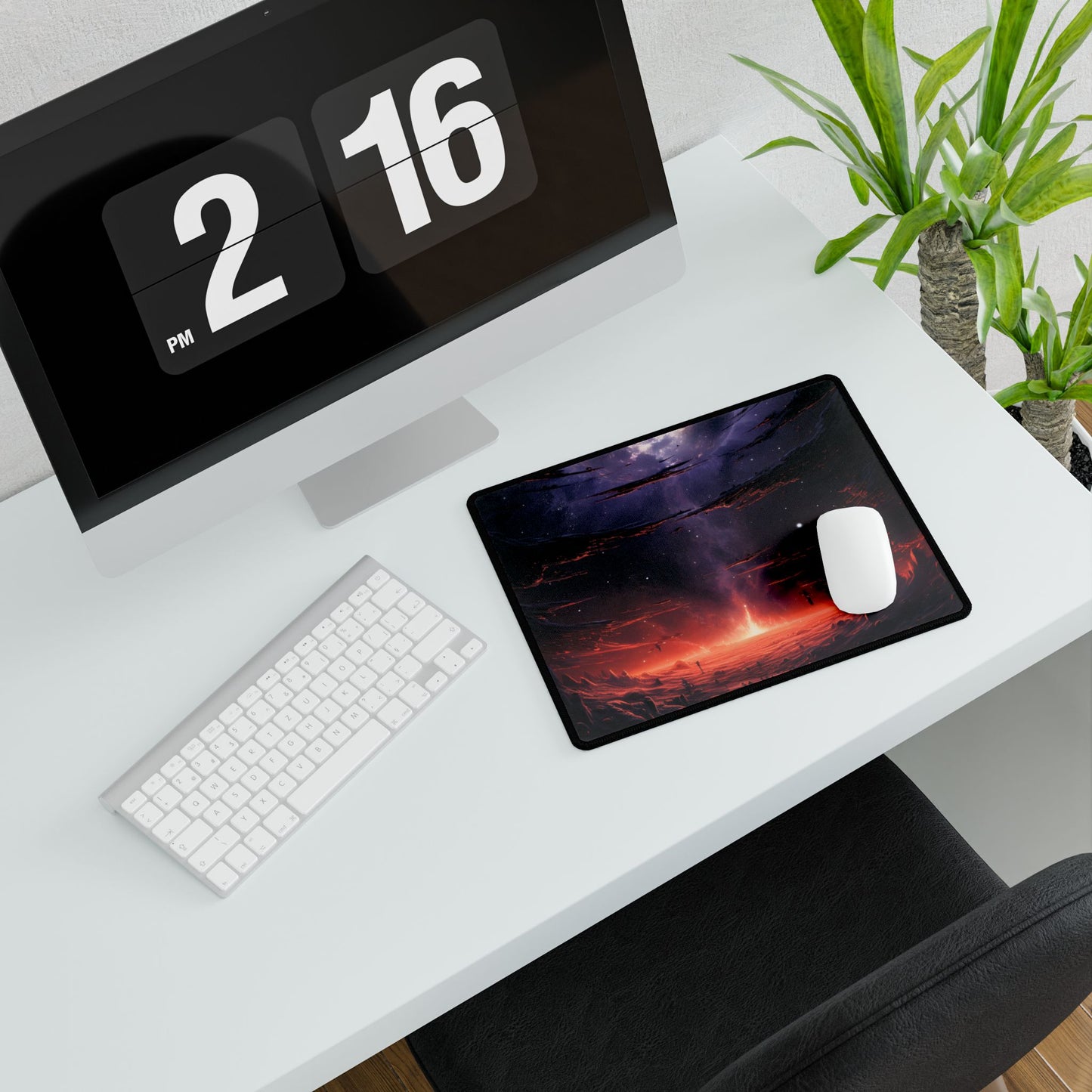 Vivid Black Hole Planet: A Detailed Cosmic Artwork - Desk Mat