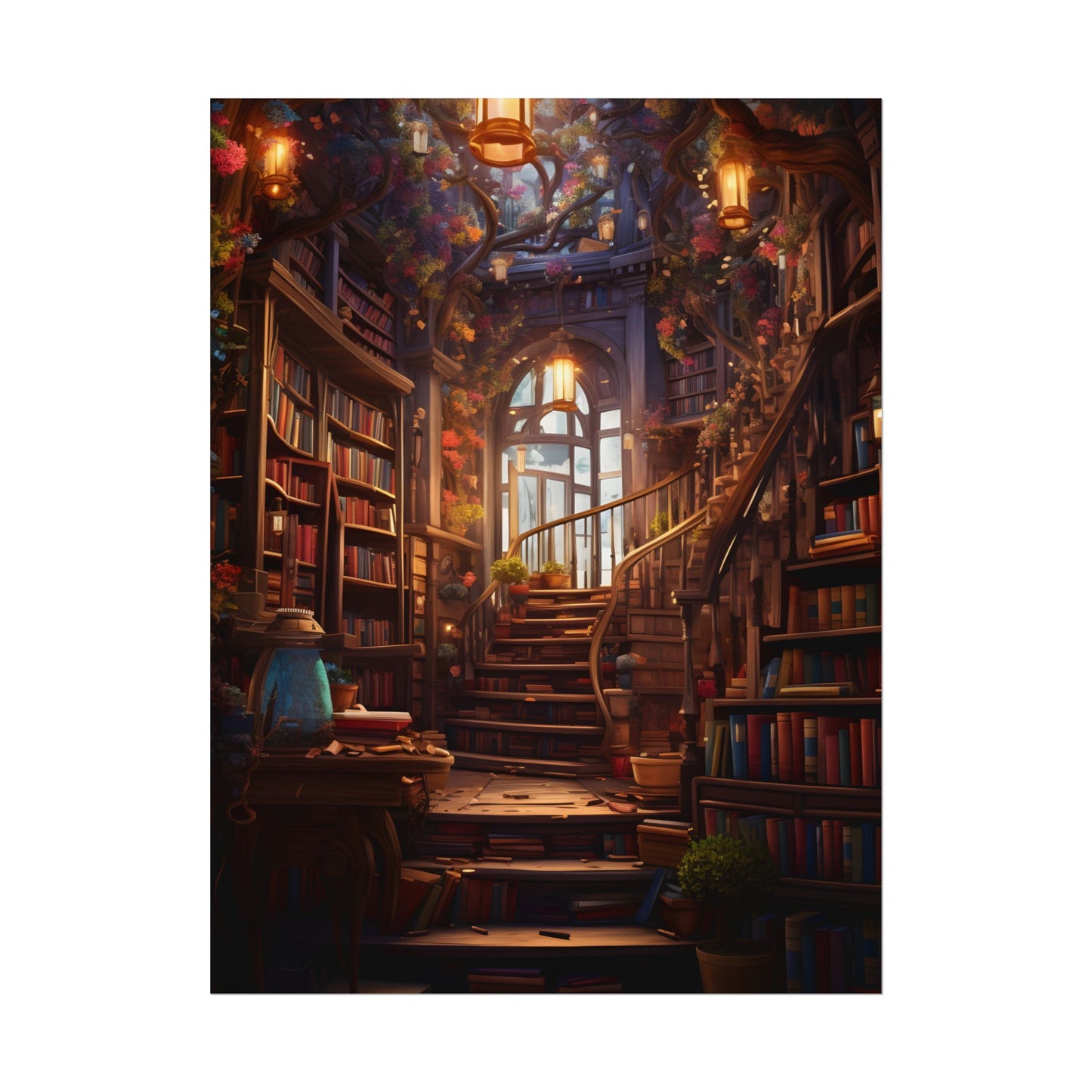 Whimsical Bookshop: Enchanting Magical Artwork - Poster