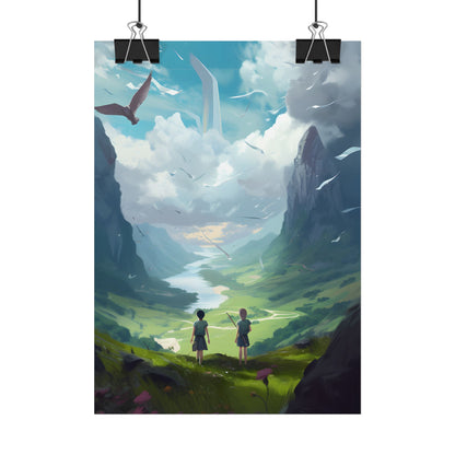 Tranquil Meadow Figures: Realistic Painting of People - Poster