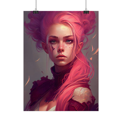 Enigmatic Portrait: Pink Hair in Darkness - Poster