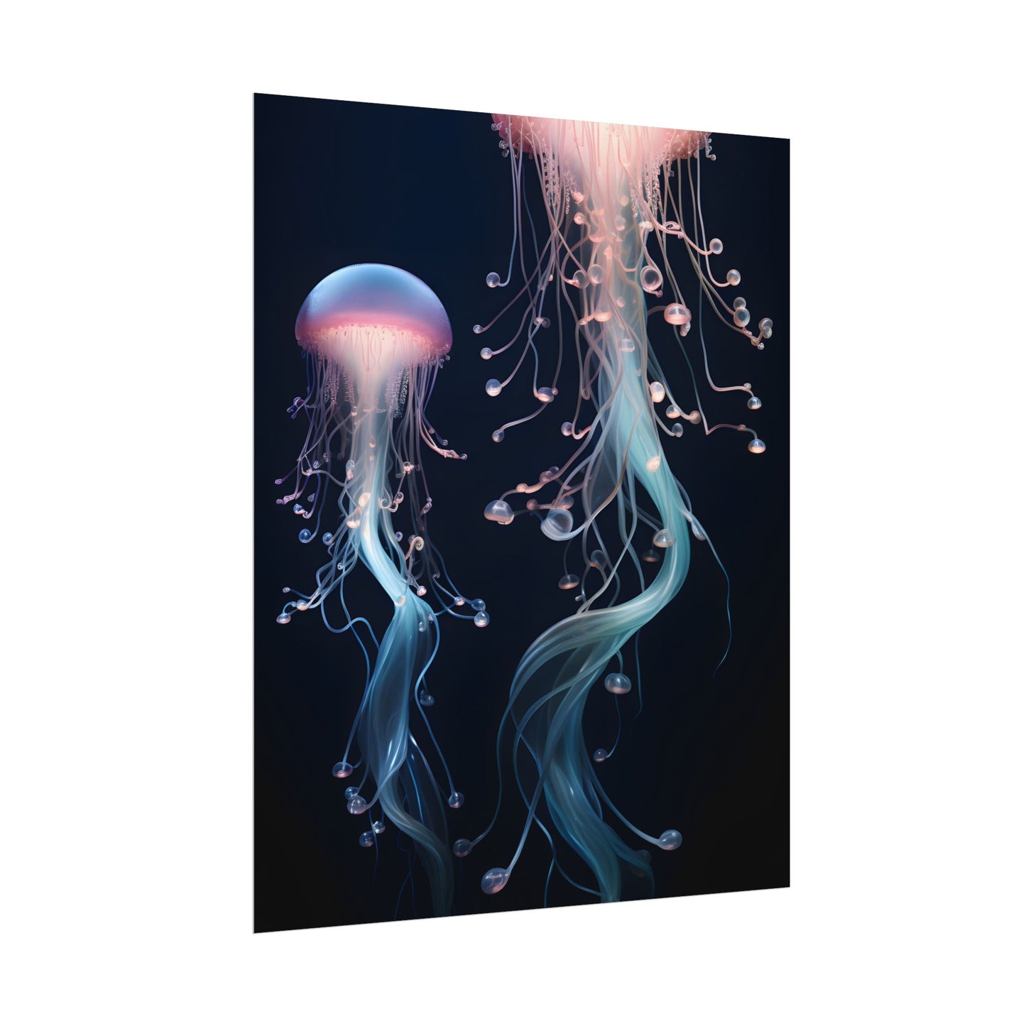 Bioluminescent Oceanic Ballet: Underwater Dancer in Motion - Poster