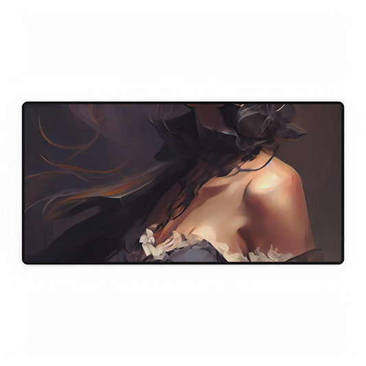 Elegant Blonde Beauty: Whirling Portrait Art - Desk Mat