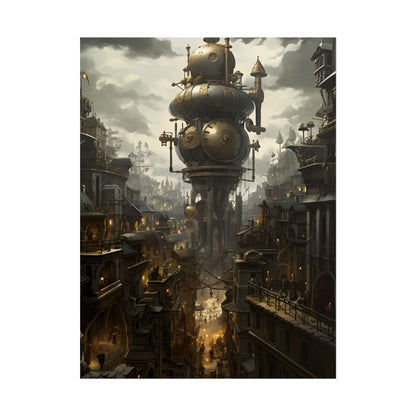 Vibrant Steampunk City: A World of Wonder - Poster