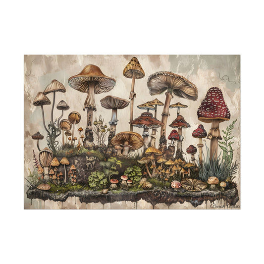 Vintage Mushroom Illustrations: A Collection of Unique Fungi - Poster
