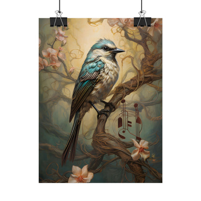 Blue Beauty: A Majestic Songbird in Nature - Poster