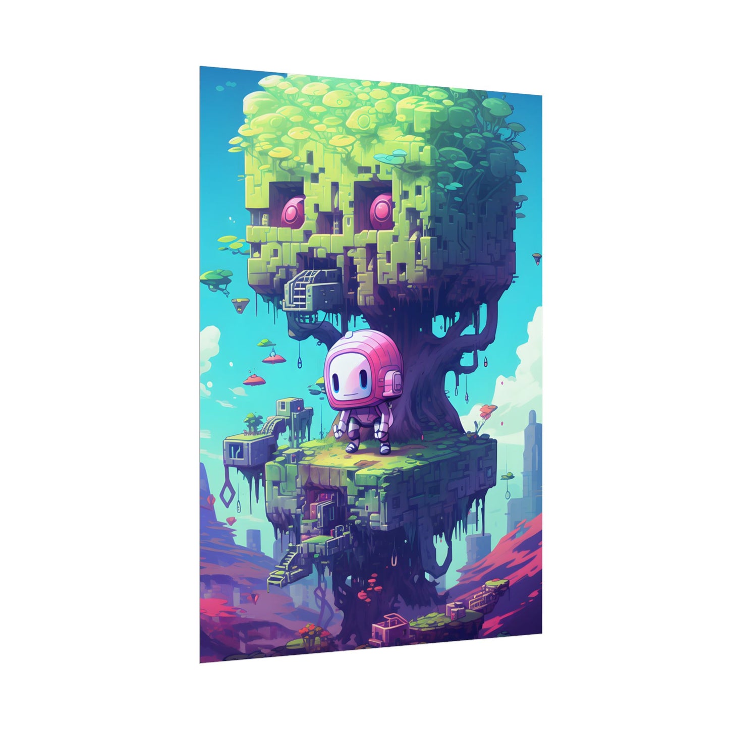 Futuristic Pixel Art: Cyber-Pet Adventure - Poster