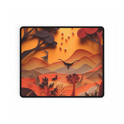 Vibrant African Quilled Landscape: Colorful Paper Artwork - Desk Mat