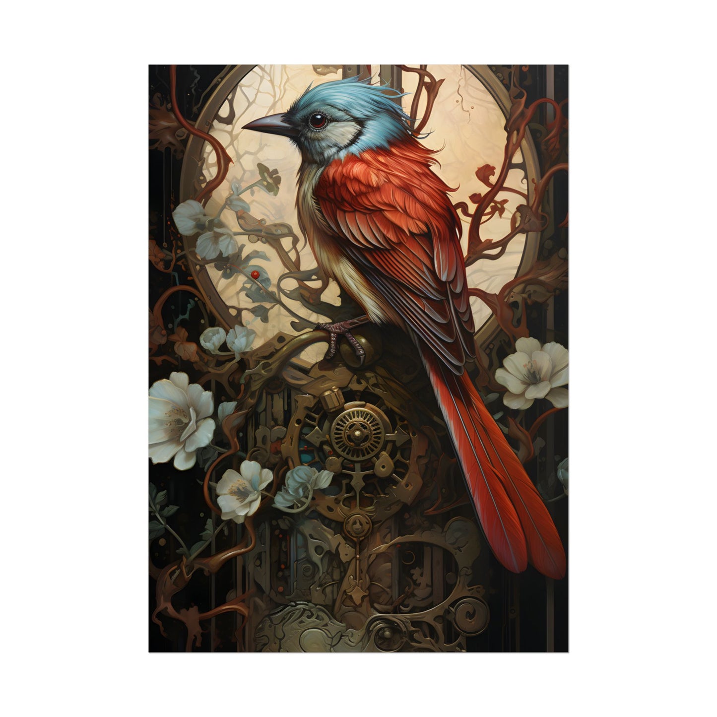 Mystical Songbird Guardian Amulet: Symbolic Artwork - Poster