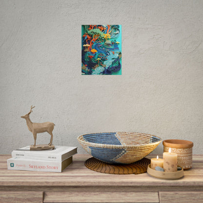 Vibrant Paper Quilling Beach Landscape: Relaxed Summer Art - Poster