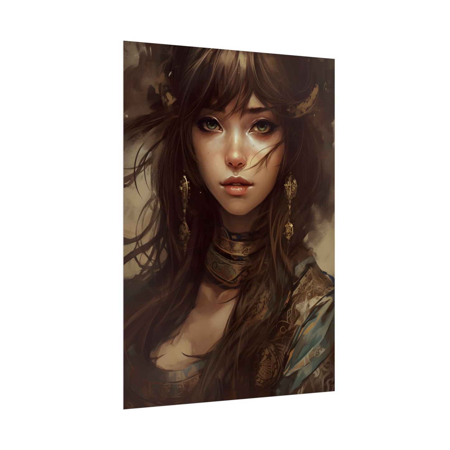 Enchanting Brunette Portrait: Gentle Beauty - Poster