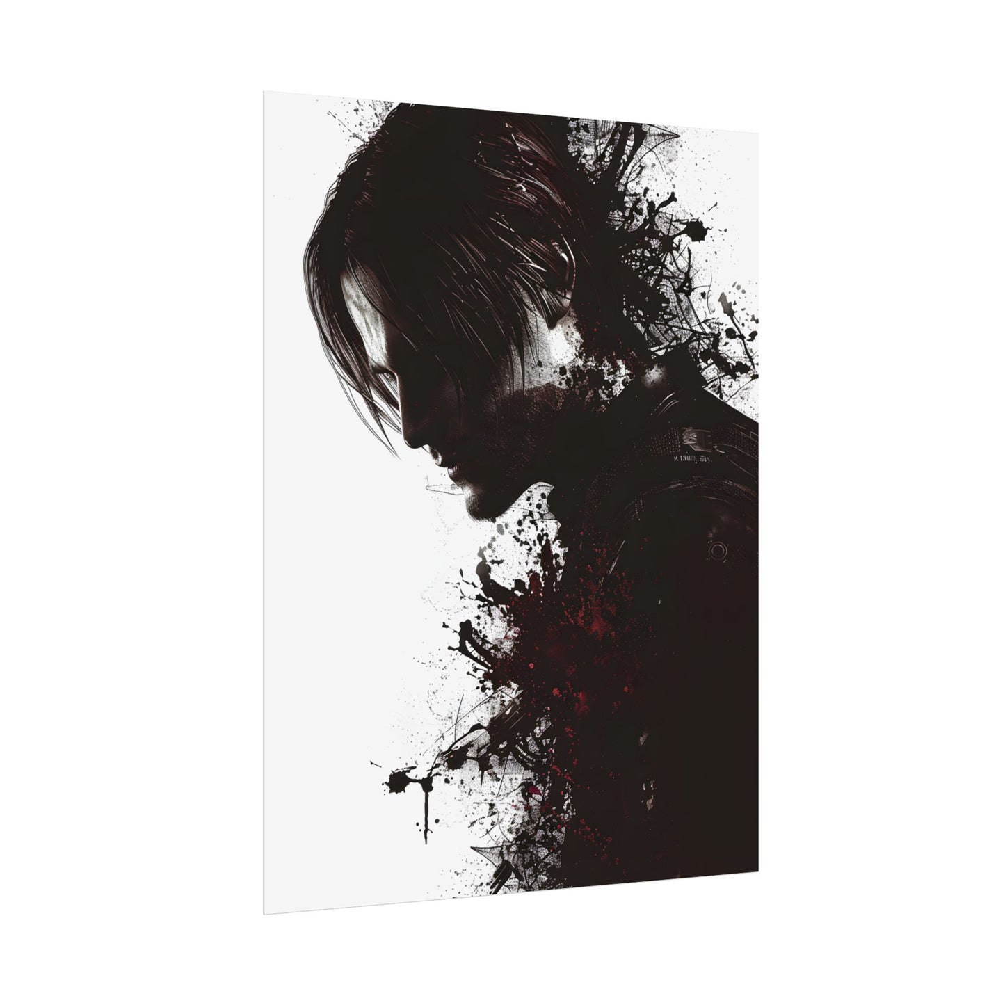 Emerging from Darkness: Blood-Splattered Figure Digital Art - Poster