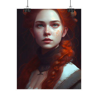 Astonishing Redhead Portrait: Elegant Young Woman in Dress - Poster