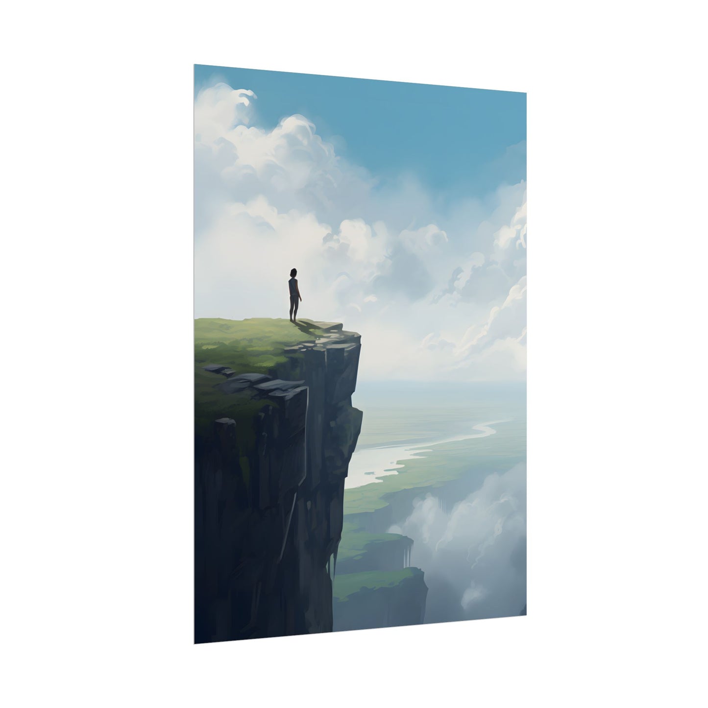 Spring Afternoon Outdoor Scene: Person Walking on Sidewalk - Poster