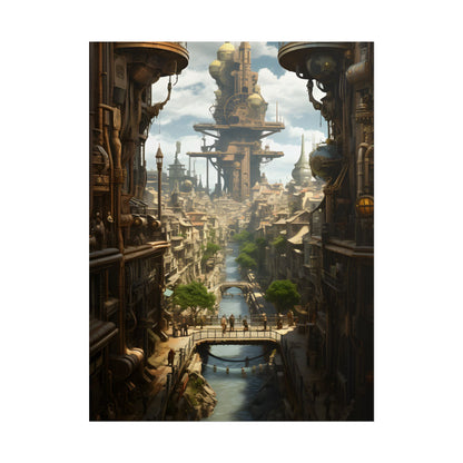 Steampunk Paris 1875: Vintage Cityscape Artwork - Poster