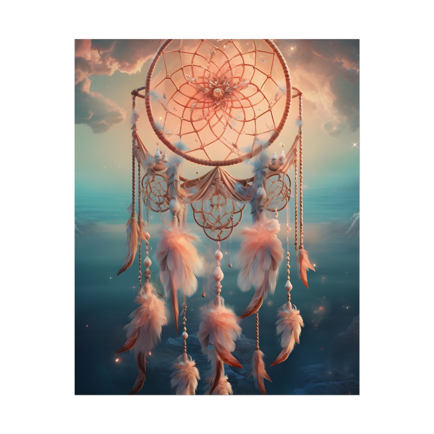Ethereal Dreamcatcher Realm: Surreal Dreamscape Digital Art - Poster