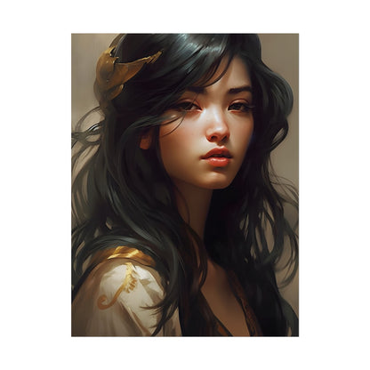 Astonishing Black Haired Portrait: Digital Artwork - Poster
