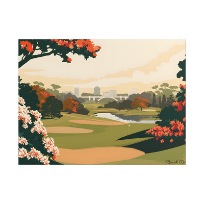 Retro Golf Illustration: Classic Course Art - Poster