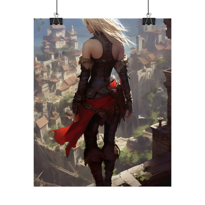 Blonde Anime Bloom: Calming Outdoor Artwork - Poster