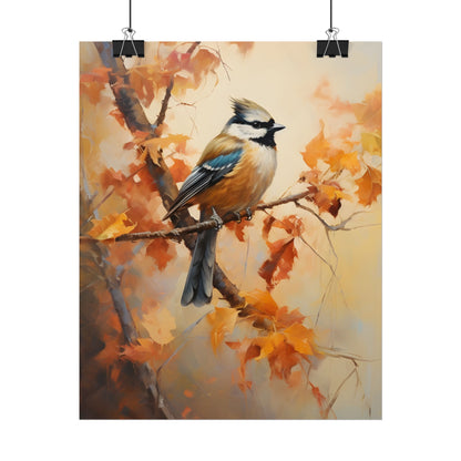 Vibrant Oak Branch: Colorful Leaves Oil Painting - Poster