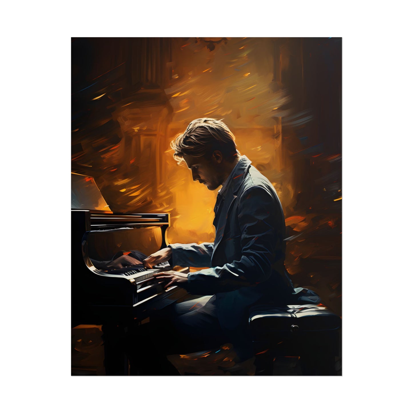 Mysterious Piano Portrait: A Dramatic Musical Masterpiece - Poster