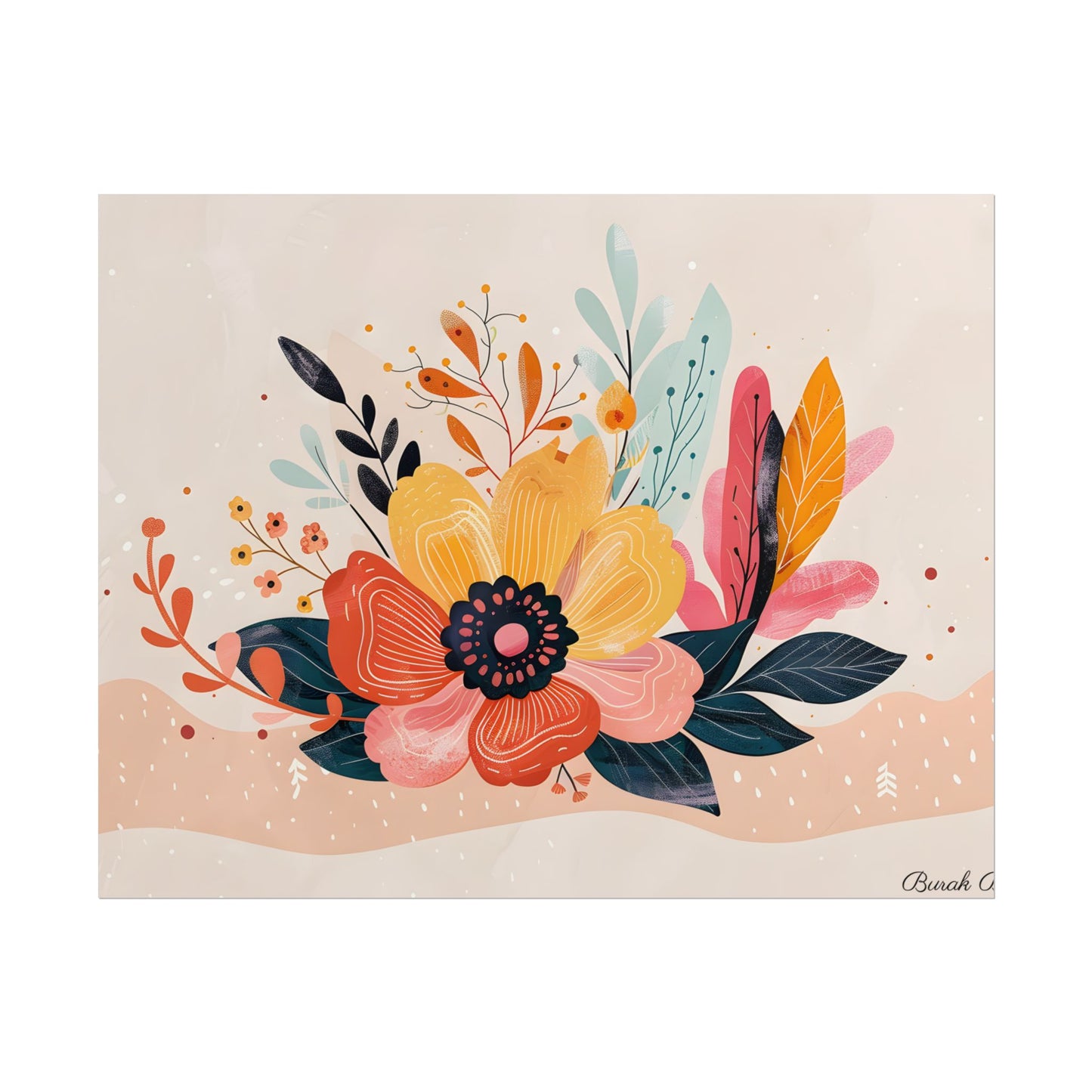 Blooming Growth: Vibrant Flower Artwork - Poster