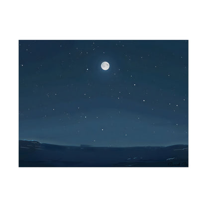 Starry Night Sky: Minimalist Beauty in Blue - Poster