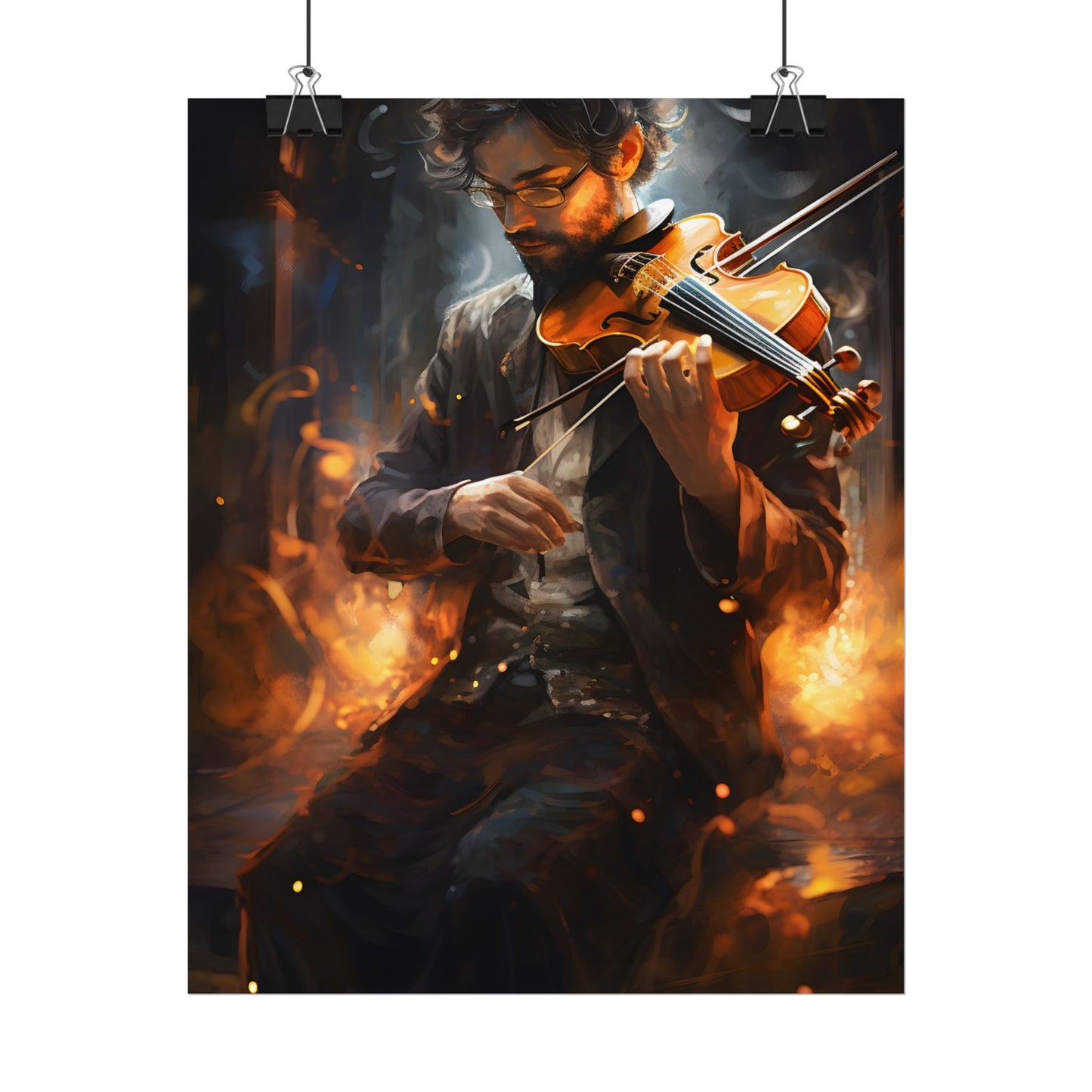 The Mysterious Musician: Close-Up Portrait with Violin - Poster