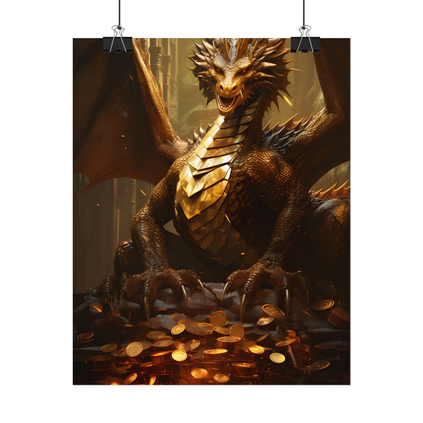 Majestic Dragon Guardian: Fantasy Artwork in a Magical Lair - Poster