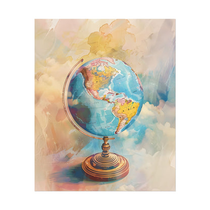 Vintage Globe Adventure: 80 Iconic Landmarks on a Classic Map - Poster