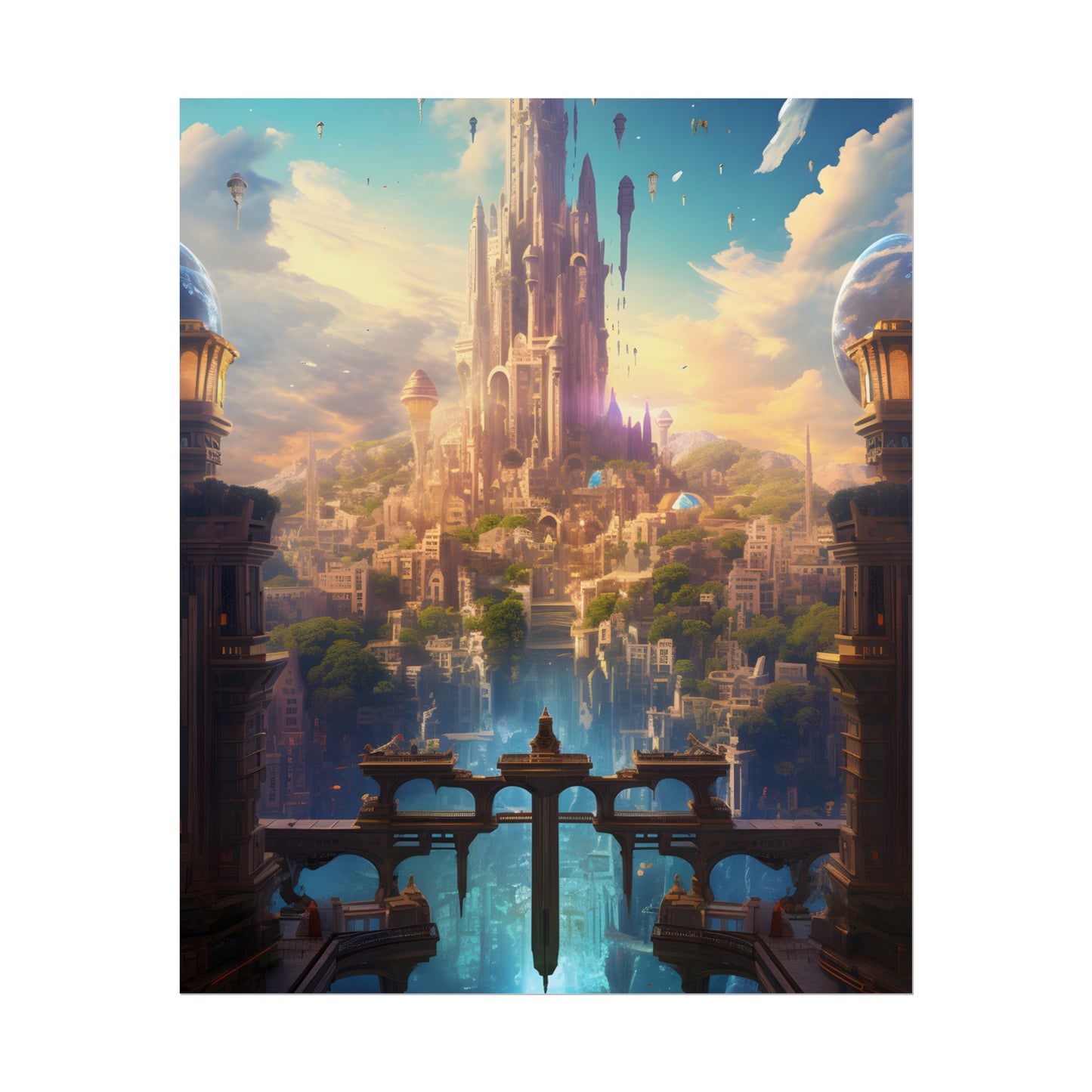 Floating Columbia: Breathtaking Serene Cityscape Artwork - Poster