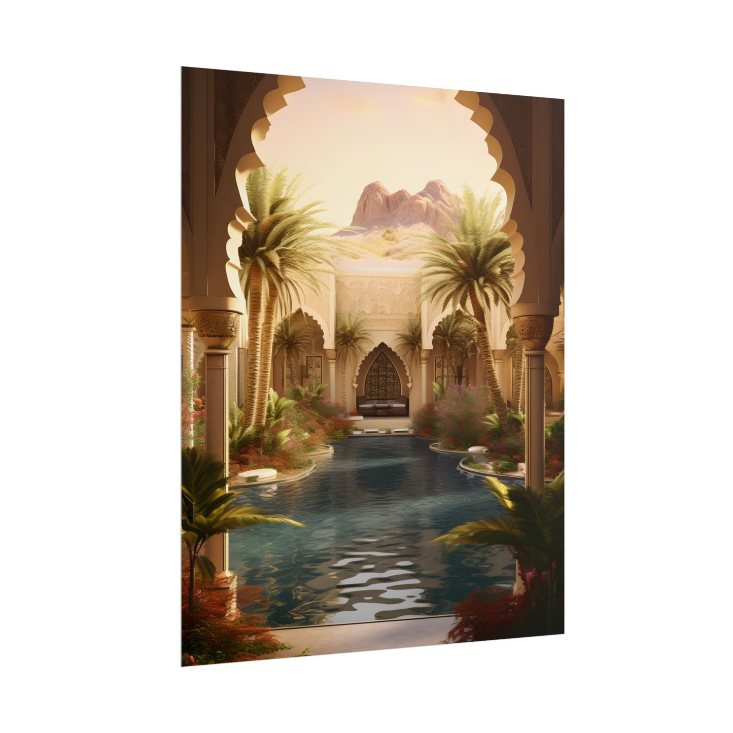 Serene Desert Oasis Art: Arabian Nights-Inspired Print - Poster
