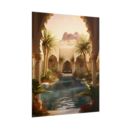 Serene Desert Oasis Art: Arabian Nights-Inspired Print - Poster